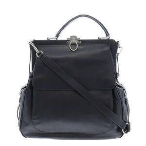 Yves Saint Laurent YSL Rive Gauche Black Leather Frame Doctor Bag